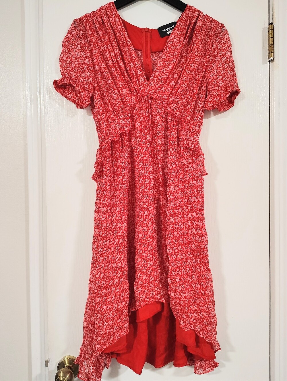 The Kooples Red Ditsy Floral Mini Dress Women's Large Coquette Scandigirl Preppy - Picture 11 of 12